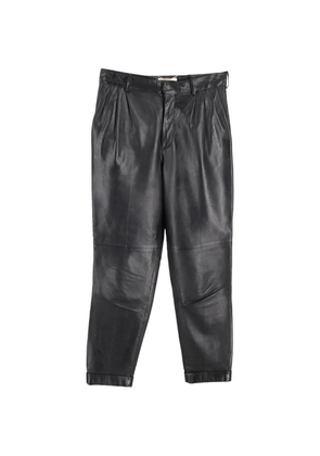 Saint Laurent Pre-Owned pleated leather trousers - Black