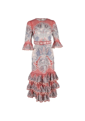 ZIMMERMANN belted paisley-print tiered dress