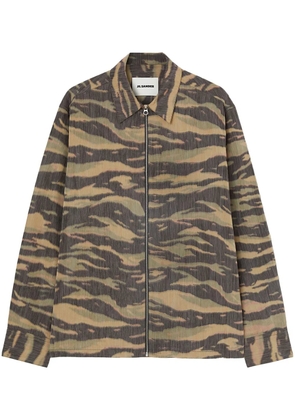 Jil Sander printed zip-up overshirt - Green