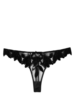 Fleur Du Mal Lily embroidered thong - Black