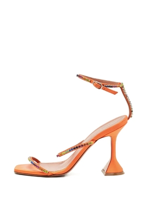 Amina Muaddi satin crystal sandals - Orange
