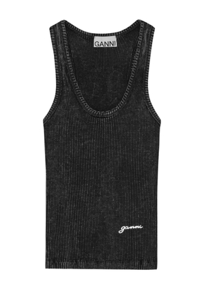 GANNI ribbed tank top - Black