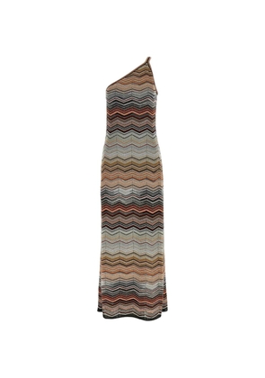 Missoni sequin chevron one-shoulder dress - Neutrals
