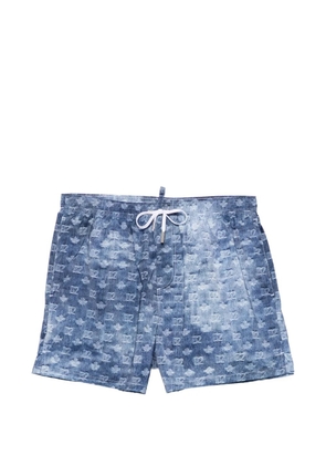 DSQUARED2 logo-print denim-effect swim shorts - Blue