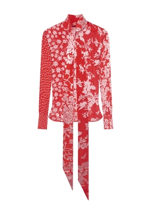 Marine Serre floral-print tie-neck blouse - Red