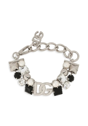 Dolce & Gabbana DG-logo rhinestone-embellished bracelet - Silver
