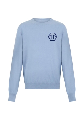 Philipp Plein jacquard hexagon roundneck knitwear - Blue