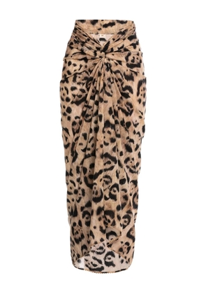 Agua By Agua Bendita knotted leopard print cover-up - Neutrals