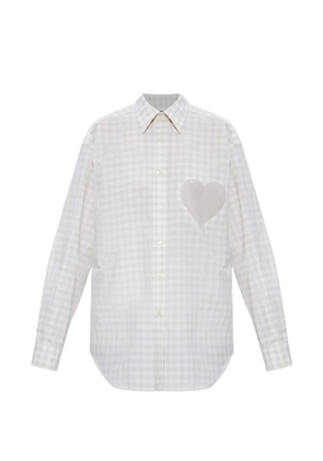 Moschino heart-motif check-pattern shirt - Neutrals