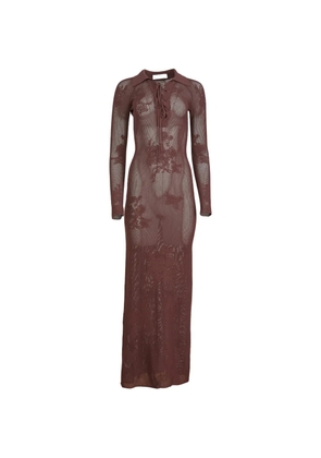 Fleur Du Mal lace pointelle maxi dress - Brown