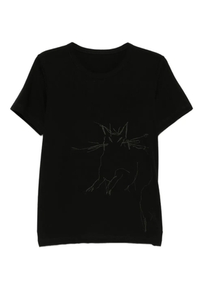 Y's animal-print cotton T-shirt - Black