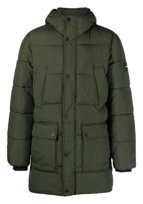 Calvin Klein logo-patch hooded puffer coat - Green