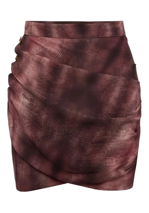 Elisabetta Franchi draping jewel python-print buttons skirt - Red