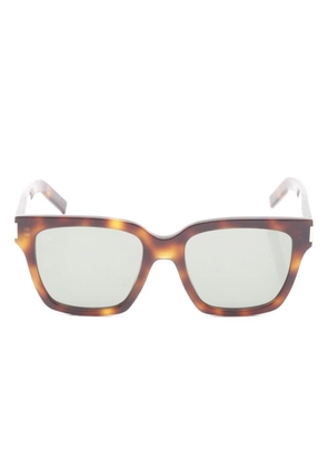 Saint Laurent Pre-Owned 2020s tortoiseshell-pattern rectangle sunglasses - Brown