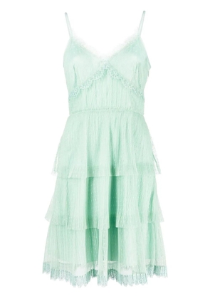 TWINSET lace-trim ruffled mini dress - Green
