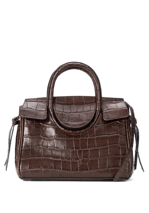 STAUD Mini Maude Carryall handle croc-effect tote bag - Brown