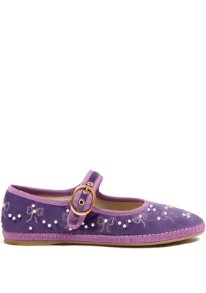 Valentino Garavani Endouce velvet Mary-Jane ballet flats - Purple