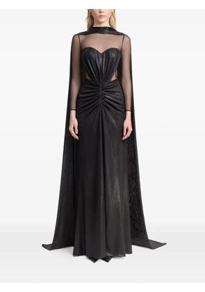 Gemy Maalouf cape-overlay maxi dress - Black