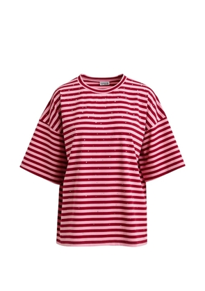 Essentiel Antwerp striped rhinestone-embellishment T-shirt - Red