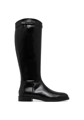 Emporio Armani logo-strap boots - Black
