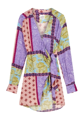 Donde Esteban panelled wrap mini dress - Purple