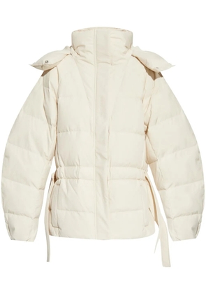 GANNI embossed logo puffer jacket - Neutrals