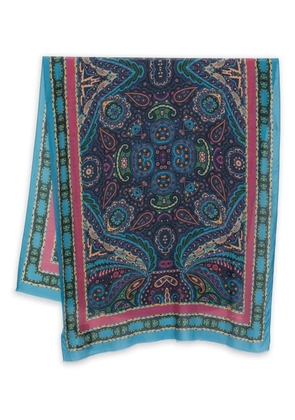 ETRO paisley-pattern fringed scarf - Blue