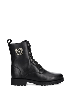Love Moschino logo-detail lace-up combat boots - Black