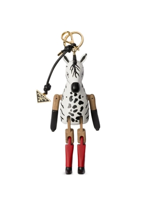 Prada zebra triangle keyring charm - White