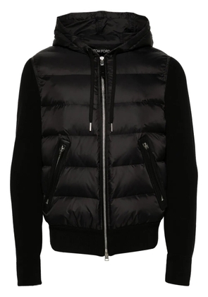 TOM FORD hooded knit-panelled puffer jacket - Black