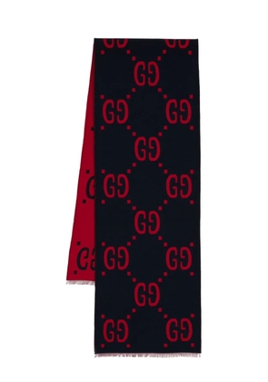 Gucci GG jacquard fringed scarf - Blue