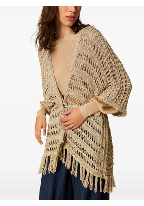 TWINSET knitted fringed poncho - Neutrals