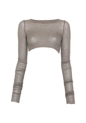 Rick Owens cropped long-sleeved T-shirt - Grey