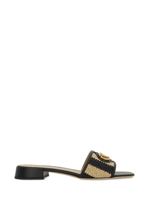 Valentino Garavani logo-plaque striped sandals - Black