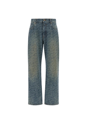 Balmain monogram stonewashed jeans - Blue