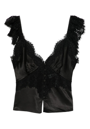 Self-Portrait lace button top - Black