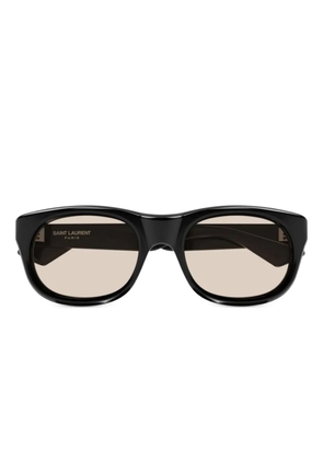 Saint Laurent Eyewear SAINT LAURENT D FRAME YELLOW LENS ACETATE SUNGLASSES - BLACK-BLACK-YELLOW