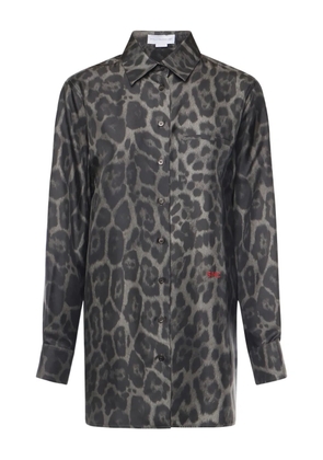 Stella McCartney leopard-print silk shirt - Grey