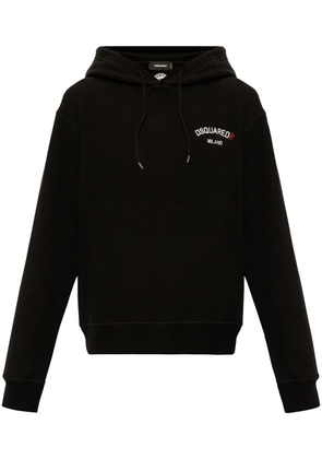 DSQUARED2 logo-embroidered cotton hoodie - Black