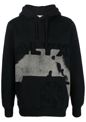 1017 ALYX 9SM logo-embroidered cow-print hoodie - Black