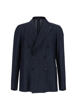 Tagliatore double-breasted denim blazer - Blue