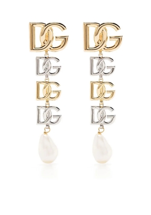 Dolce & Gabbana DG-logo clip-on drop earrings - Gold
