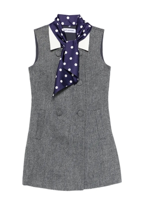 Self-Portrait herringbone-design mini dress - Grey