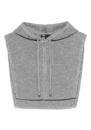 Maje zip-front knitted hoodie - Grey