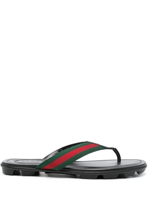 Gucci Web-stripe leather slides - Black