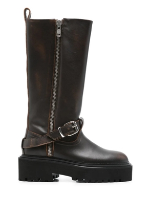 Maje buckle-strap platform boots - Brown