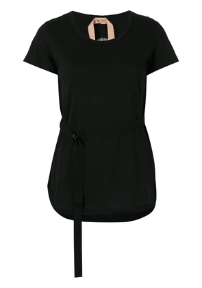 Nº21 curved hem T-shirt - Black