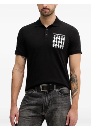 Karl Lagerfeld logo-print polo shirt - Black