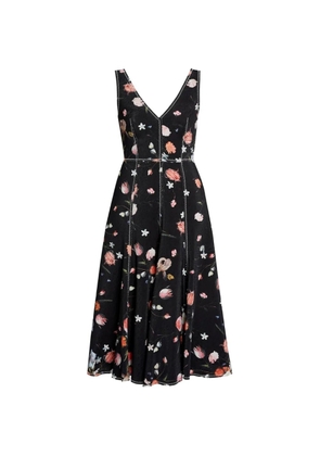 ERDEM sleeveless floral-print midi dress - Black