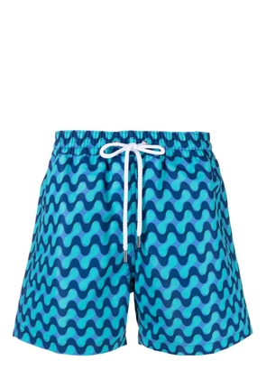 Frescobol Carioca wave-print swim shorts - Blue